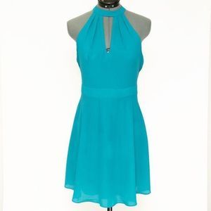 Express Teal Halter Mini Dress